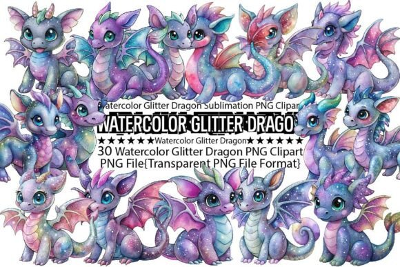 Download Watercolor Glitter Dragon Sublimation - Premium Resources