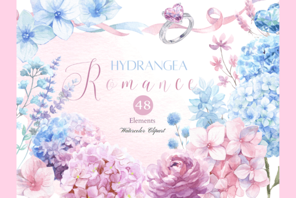 Download Watercolor Valentine Hydrangea Clipart - Valentine Collection