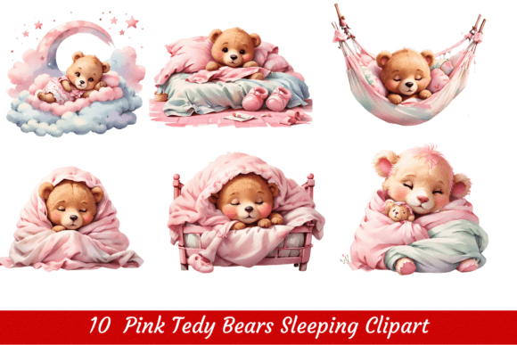 Download Pink Teddy Bear Sleeping Clipart - Teddy bear sleeping Collection