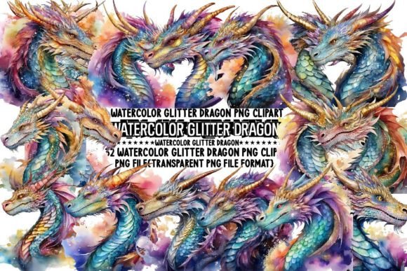 Download Watercolor Glitter Dragon Sublimation - Premium Bundle