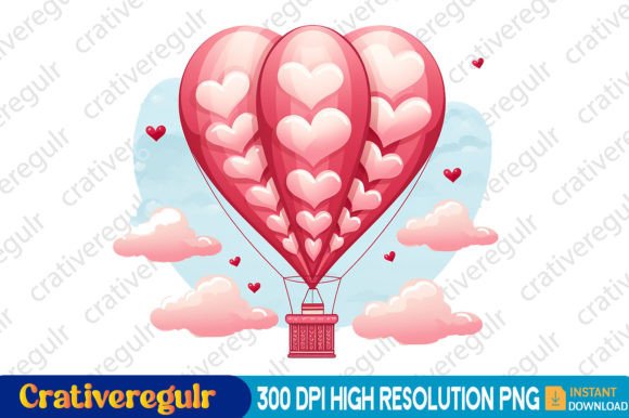 Download Valentines Hot Air Balloon Clipart - Valentine Collection