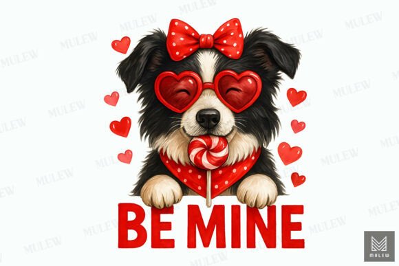 Download Cute Border Collie Dog Valentine PNG - Valentine Collection