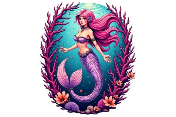 Download Retro Cartoon Mermaid Clipart PNG - Premium Resources