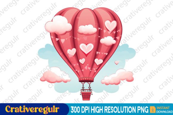 Download Valentines Hot Air Balloon Clipart - Valentine Collection